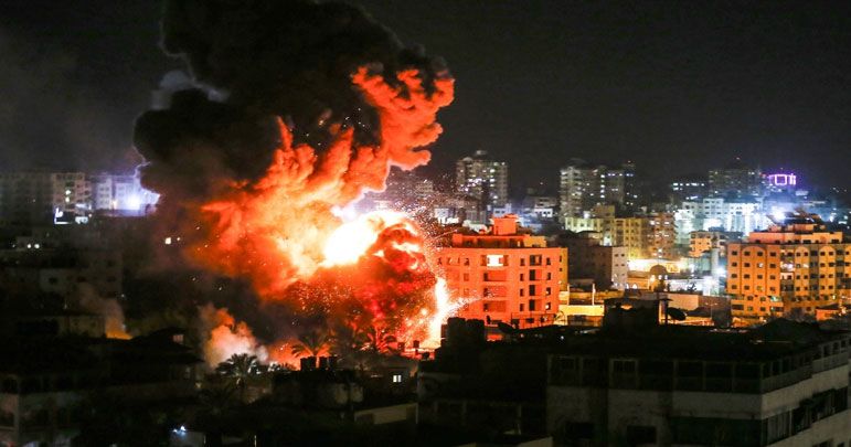 صیہونی فوج کی غزہ کی پٹی میں حماس کے ٹھکانوں پر بمباری