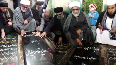 پاکستانی شیعہ سنی علماء کے وفد کی شہید قاسم سلیمانی کی قبر پر حاضری