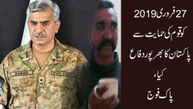 27 فروری 2019کوقوم کی حمایت سے پاکستان کا بھرپور دفاع کیا، پاک فوج
