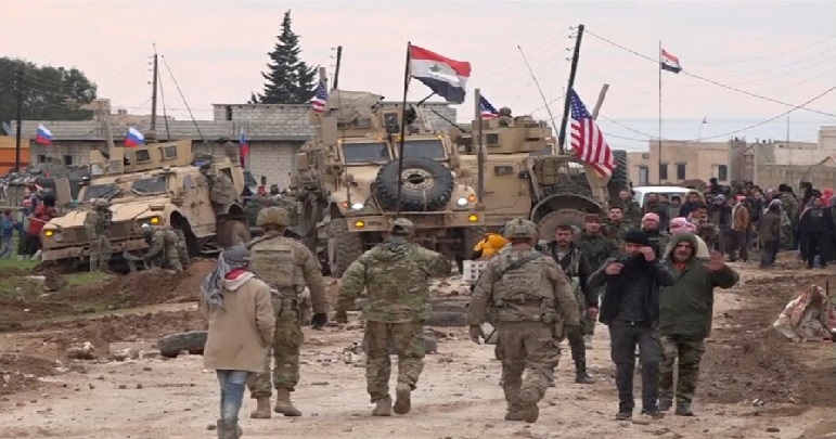 Syrian people on the streets, US military convoy forced to return