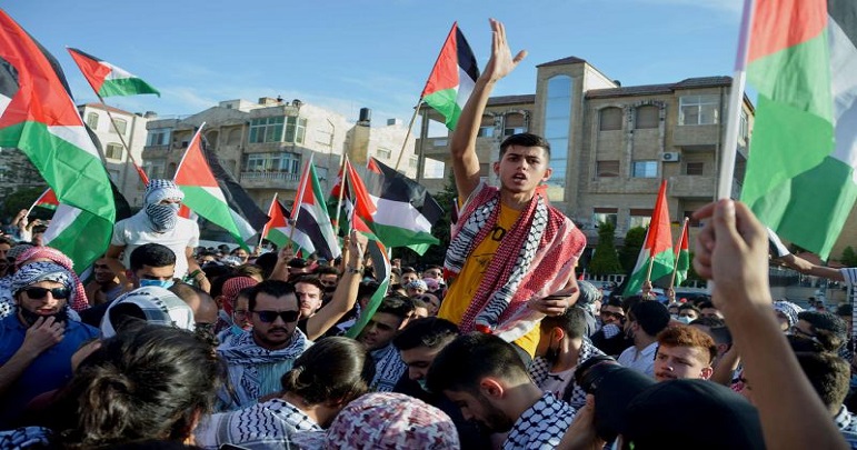 Jordanian people protest against Israel