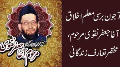 7 جون برسی معلم اخلاق آغا جعفر نقوی مرحوم ، مختصر تعارف زندگانی