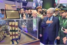 Khawaja Muhammad Asif at IDEAS-2024 Expo on Iranian Stall