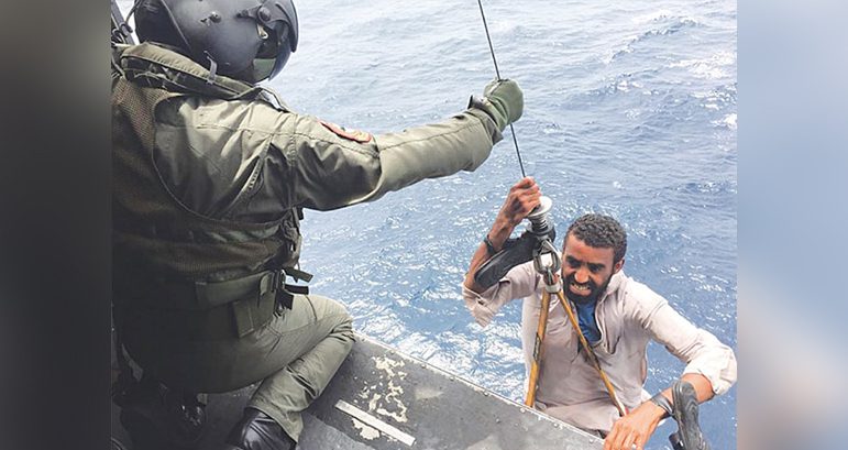 Pakistan Navy's successful rescue operation in Arabian Sea, rescued 8 fishermen