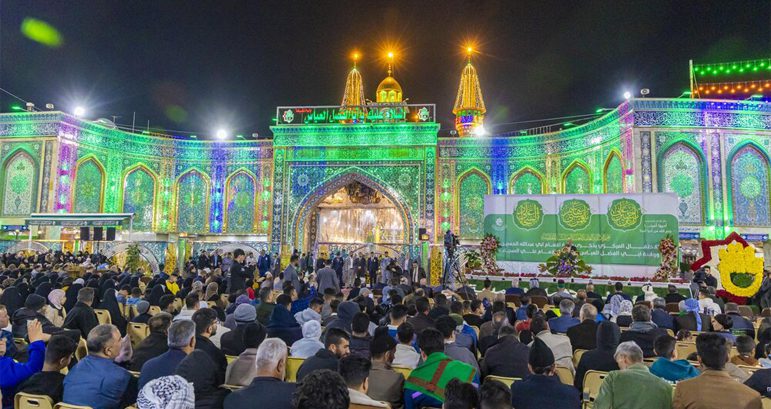 The grand celebration of the birth of Imam Hussain (AS) was organized by the Haram of Hazrat Abbas (AS).