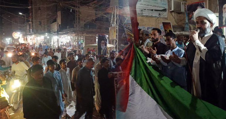Jacobabad: Protest rally organized by the Anjuman Muhiban Ahlulbait to express solidarity with the people of Gaza