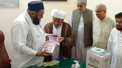 Allama Shabbir Maysami meets with Chairman Imam Khomeini Trust Allama Iftikhar Hussain Naqvi