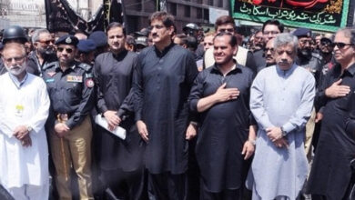 Sindh Chief Minister Murad Ali Shah participates in Karachi's main Ashura procession