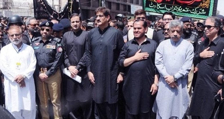 Sindh Chief Minister Murad Ali Shah participates in Karachi's main Ashura procession